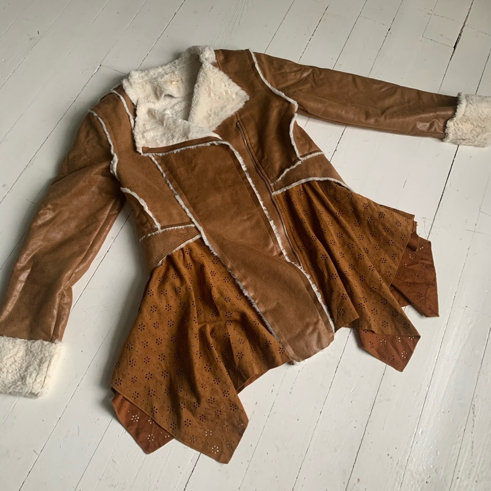 Faux fur and leather jacket